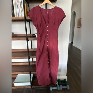 Free People New in Town Midi Dress in Size Small (Roan Rouge color)